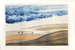 Chinese Sumi Art Brush Painting - Landscape of Northwestern China's Desert and Nomadic People - Watercolor on Rice Paper