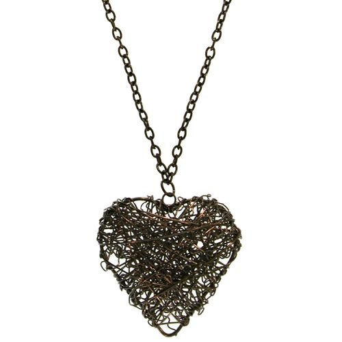 Wire Wrapped Heart Necklace In Hematite