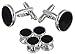 Areke Tuxedo Mens Cufflinks And Studs Set For Formal Shirts Business Wedding With Shiny Silver Trimming
