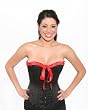 Heavy Black Satin Corset with Red Trim REAL Authentic Corset Sizes 34 - 38