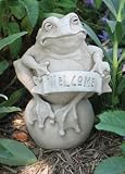 Cast Stone FROG ON BALL Welcome Wall Plaque SCULPTURE Outdoor Indoor STATUE