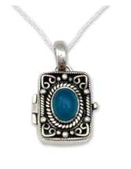 Chalcedony locket pendant necklace, Secret Prayer