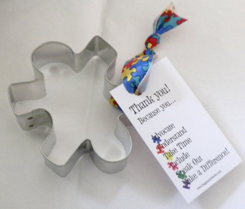 Autism Puzzle Piece Cookie Cutter with Ribbon and Card