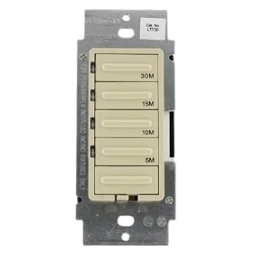 Leviton LTT30-1LI Decora 600W Incandescent/5A Resistive 5-10-15-30 Minute Preset Countdown Timer, Single Pole, Ivory
