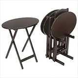 IMAGE OF Bay Shore Collection 5-Piece Oval Tray Table Set, Espresso