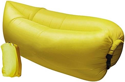 InkTonerBox Yellow Outdoor Inflatable Beach Lounger Lazy Sleeping Folding Sofa Laybag Air Bed Camping Sleep Bag