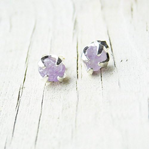 Amethyst Claw Earring, 999 Fine Silver,February Birthstone Studs