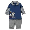 Infant Boys' Just One Year Long-sleeve Fox Pant Set - Grey/Blue