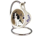 Cavalier King Charles Spaniel Blue Tea Cup Dog Ornament - Tri Co