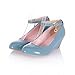 Carol Shoes Fashion Women's Sweet Buckle Ankle-strap Elegance Wedge Mid Heel Mary Janes Shoes