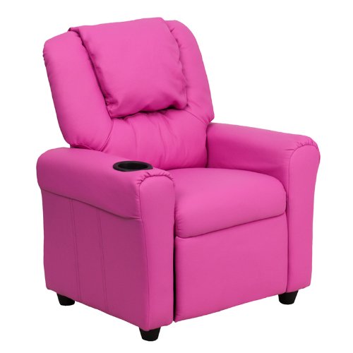 1pc Modern Kids Leatherette Cup Holder Recliner Chair, FF-0662-12