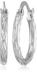 Sterling Silver Starburst Diamond Cut Hoop Earrings