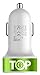 TopG - Lifetime Warranty - Dual USB Ports 3.1A Portable USB Car Charger for iPhone 5 5S 5C 4 4S,iPad 4 3 2,iPad mini,iPad air Battery Power Supply for All Apple Device (Lightning Cable/Adapter Not Included)- (White+Neon Yellow)