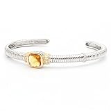 Bling Jewelry Designer Inspired Emerald Cut Champagne CZ Cuff Bracelet 7.5