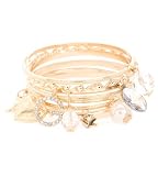 G by GUESS Multi Charm Bangle Set, GOLD