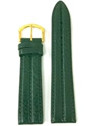 Watch Band Genuine Leather 18mm Green Double Padded