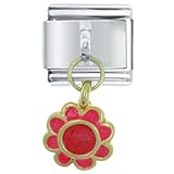 Flower Red Italian Charms Bracelet Link