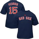 Majestic Boston Red Sox #15 Dustin Pedroia Toddler Navy Blue Player T-shirt (2T)