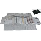 Black & Gray Velvet Jewelry Roll Bracelet Chain Necklace Ring Travel Display