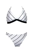 VM by Manhattan Beachwear White Bikini w/Black Stripes XL