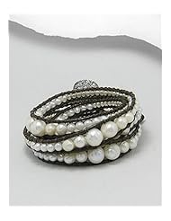 White (Natural) Cotton Fresh Water Pearl Bracelet In White Base
