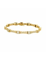 1.51 Carat Diamond Square Cluster Round Bracelet 14K Yellow Gold