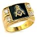Masonic Ring - Black Background - CZ Crystal - Sizes 8-13