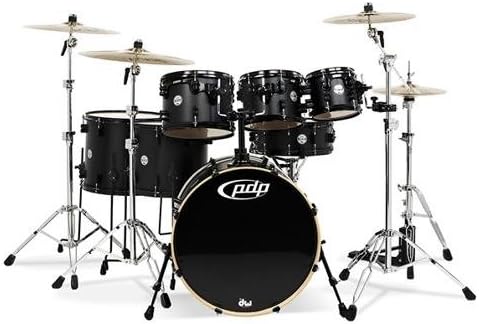 Pacific by DW Sam Ash Exclusive 7-Piece Concept Maple Shell Kit in Satin Black w/ Black Hardware