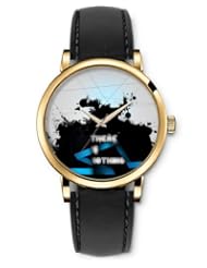 SPRAWL Aanalog Fashion Series Gold Ladies Watches of Genuine Black Leather Strap,Unique Wrist Watch for Women Girls Designed with Tent in the field