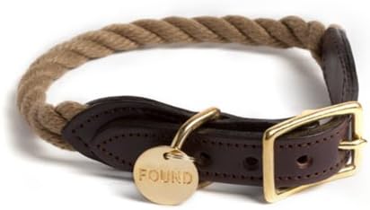 Found My Animal Natural Rope Brass Collar-XL (18-24 neck)