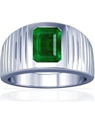 14K White Gold Emerald Cut Emerald Solitaire Ring