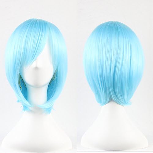 Sexy Heat Friendly Short Straight Highlights Lolita Cosplay Party Hair Wig (Color:Water Blue,Short))