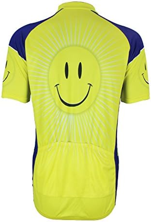 OEM Men's Smily Face Outdoor Sports Cycling Short Sleeve Jersey Size L Yellow