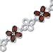 Antique Flower Design 13.50 carats total weight Oval Cut Garnet White CZ Gemstone Bracelet in Sterling Silver Rhodium Finish