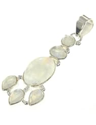 925 Sterling Silver RAINBOW MOONSTONE Pendant, 1.88", 5.98g