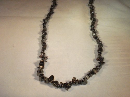 1 Natural Healing Crystal Hematite Chip Gemstone 36 Inch Necklace