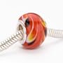 Murano Style Glass Lampwork Bead Fits Pandora Red Flame Swirl 13mm (1)