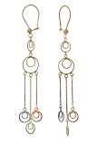 14K Tri-Color Gold Circle Drop Earrings