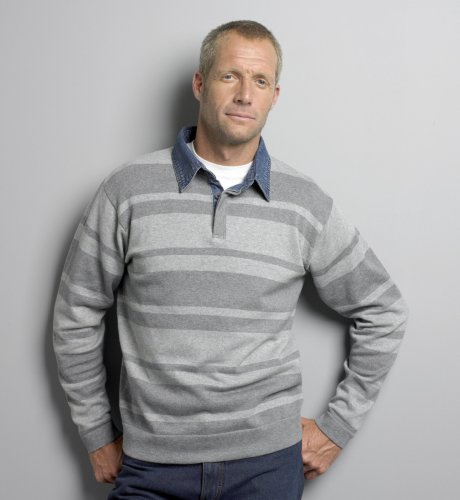 Big & Tall Blue Harbour Cotton Rich Denim Collar Stripy Top