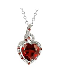 2.08 Ct Genuine Heart Shape Red Garnet Gemstone 925 Sterling Silver Pendant 18"