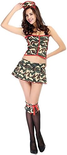 Faermi Womens Sexy Camouflage Soldier Cosplay Halloween Costumes