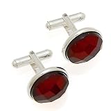 Certified Genuine Cherry Amber and Sterling Silver Round Faceted Cufflinks