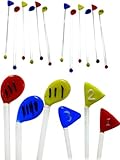 Set 24 Blown Art Glass Golf Golfer Swizzle Stir Sticks