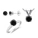 1 CT Black Diamond Set 14K White Gold - Ring, Pendant & Earrings