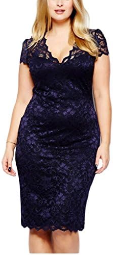 Fiona World V Neckline Lace Cocktail Party Plus Size Bodycon Dress