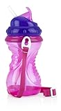 Nuby ストラップ付ストローボトル 420ml/ピンク【水筒】【マグ】【ボトル】FDNB1014903