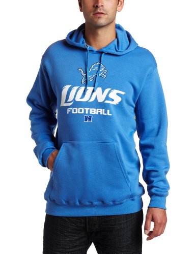 NFL Men's Detroit Lions Critical Victory V Long Sleeve Hooded Fleece Pullover (Sport Blue, X-Large)