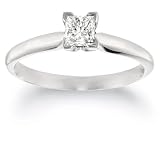 10k Choice of White or Yellow Gold Princess Cut Solitaire Diamond Engagement Ring (1/2 ct, J-K Color, I2-I3 Clarity)
