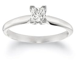 Platinum Princess-Cut Solitaire Diamond Engagement Ring (1/2 cttw, G-H Color, VS2 Clarity)
