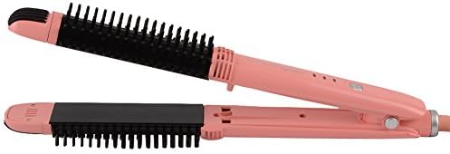 Ucurler Hot Air Spin Brush Dual Ionic Styler Styling Dryer Combo and Ceramic Hair Flat Straighter,Pink